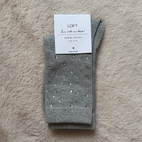 LOFT Accessories - LOFT Gray Embellished Crew Socks